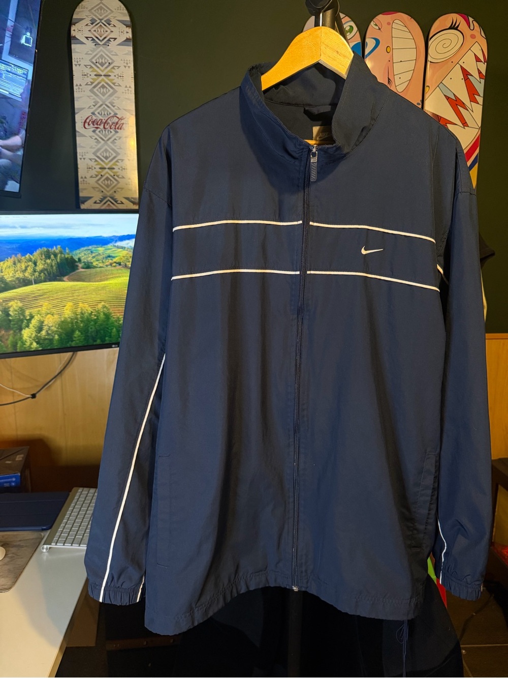 Nike Vintage Gray Tag Men's Windbreaker Blue XXL